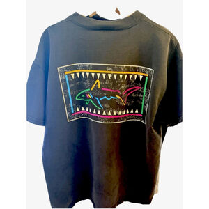 Vintage Greg Norman Shark Logo T Shirt Men’s Large Black Reebok 90s Graphic Golf